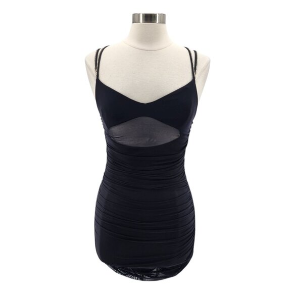 Lucy In The Sky Womens Medium Dress Sandra Mesh Bodycon Rhinestone Straps Party - Picture 1 of 11